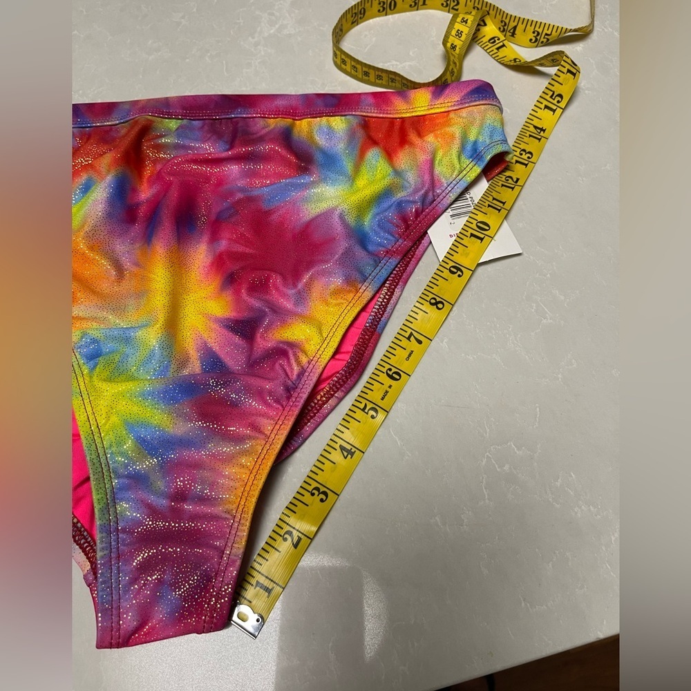 Dippin' Daisy's Pink and Yellow Tie-Dye Sparkle Bikini Bottoms. Size 1X - Picture 7 of 9